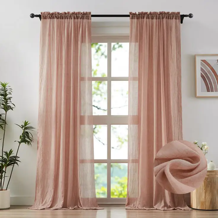 Elegant Blush Pink Sheer Curtains